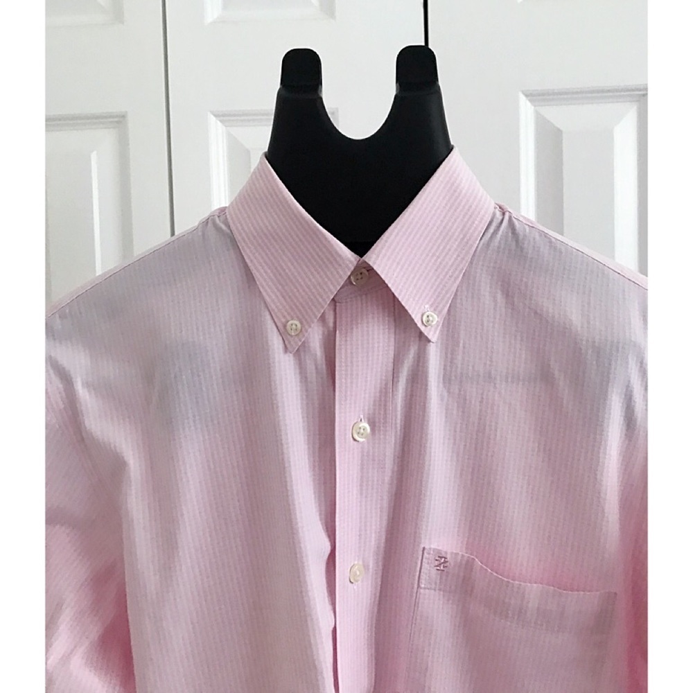 IZOD Sz S Red Label Premium Gingham Dress Shirt - Picture 3 of 6